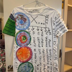 Desigual White Tee with Artistic Print